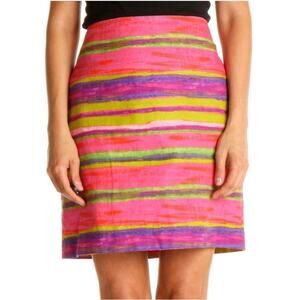 Ann Taylor Factory Pink Purple Green Striped A-Line Mini Skirt Women's Size 6